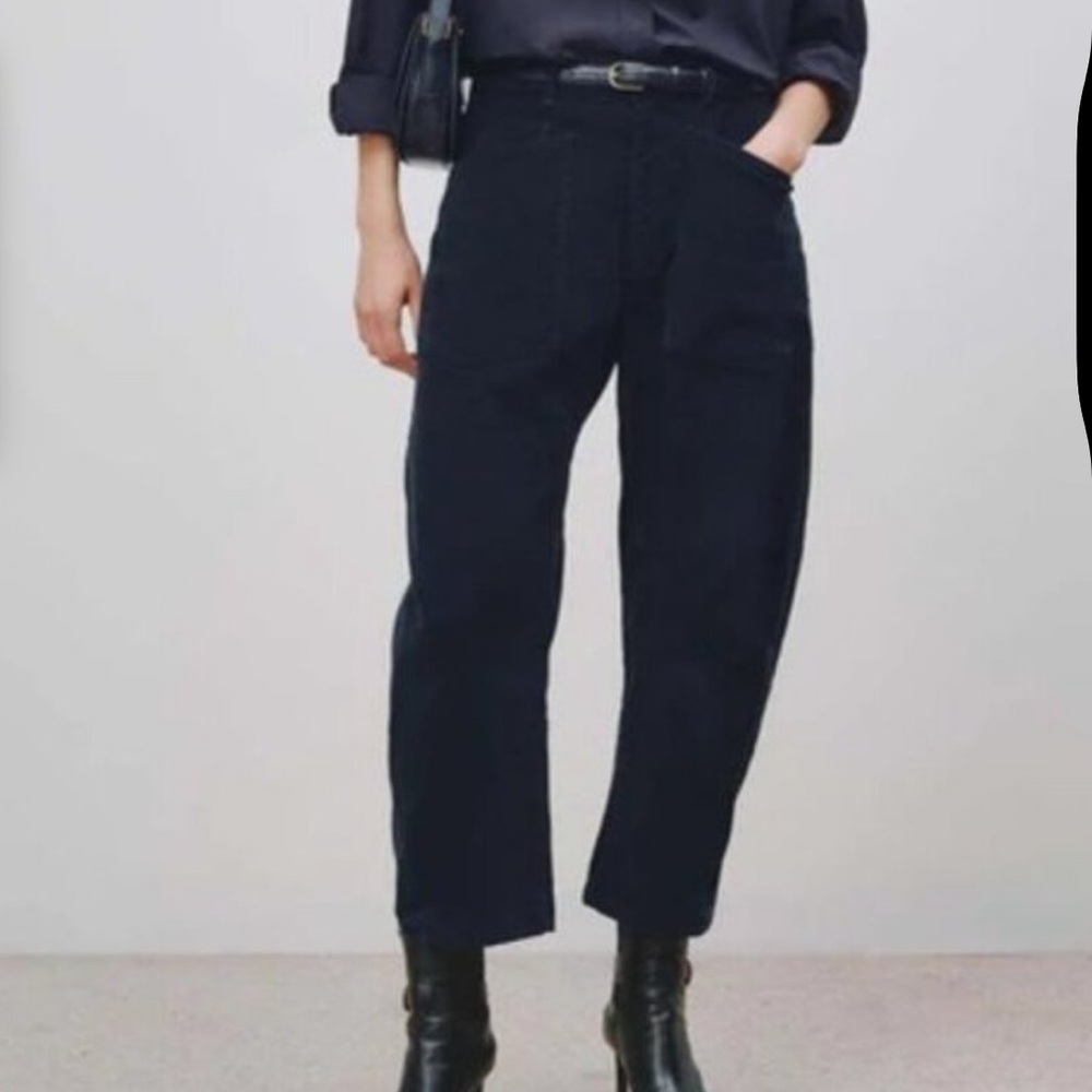 Nili Lotan Shon Pant barrel midnight  6 dark navy corduroy $450